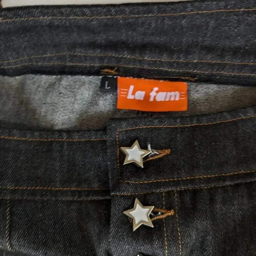 La Fam X Dutreuil Paris Jeans Logo Screenprint Streatwear Indie Sleeze
